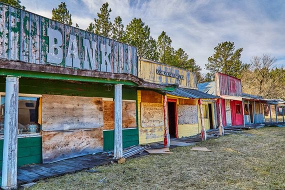 A shuttered bank in the ghost town of Rockerville, South Dakota, near Mount Rushmore. (Peter Unger/Getty Images)