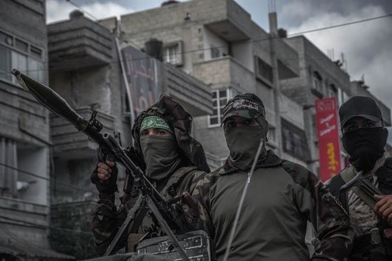 Fighters of Ezz al-Din Al-Qassam Brigades, the military wing of Hamas (Fatima Shbair/Getty Images)