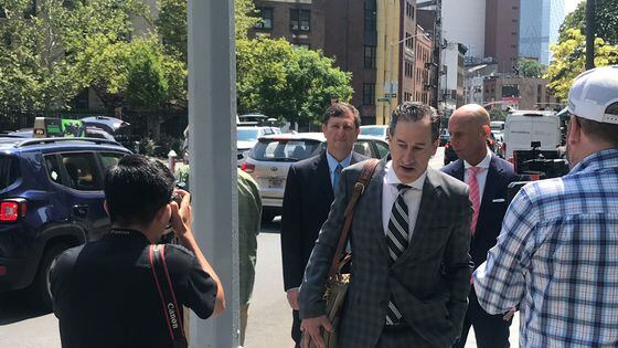Former Celsius CEO Alex Mashinsky outside a courthouse in New York on July 25, 2023. (Anna Baydakova/CoinDesk)
