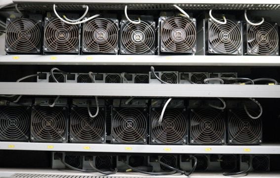 Bitcoin mining rigs at Kryptovault's facility in Hønefoss, Norway. (Image credit: Eliza Gkritsi/CoinDesk)