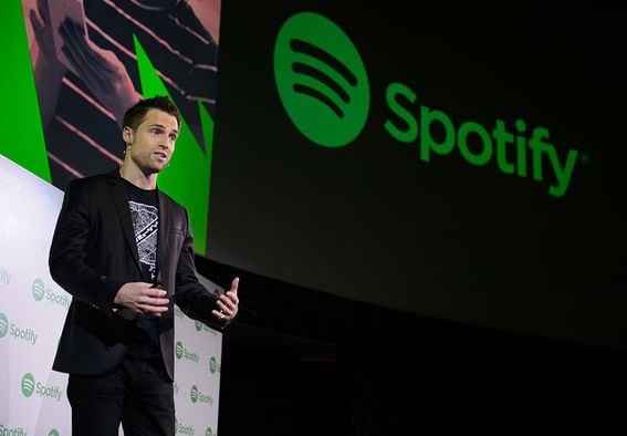 Hannes Graah, former president of Spotify Japan K.K., gestures as he speaks during a news conference in Tokyo, Japan, on Thursday, Sept. 29, 2016. Spotify Ltd. is bringing its popular online music service to Japan, a large and lucrative market where fans have demonstrated a continuing fondness for CDs and even vinyl records. Photographer: Akio Kon/Bloomberg via Getty Images