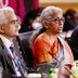 (L-R) Shaktikanta Das, Governor, Reserve Bank of India and Nirmala Sitharaman, Indian Finance Minister at the G20 Annual Meetings, in October 2022. (Indian Ministry of Finance)