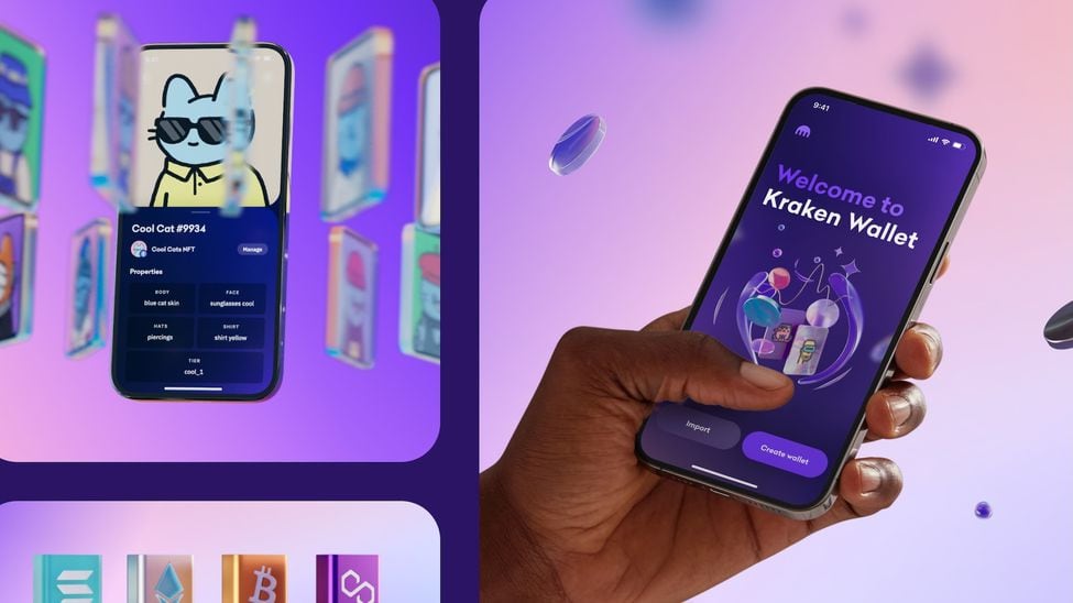 Captura de pantalla de los materiales promocionales de Kraken para su nueva billetera (CoinDesk/Kraken)