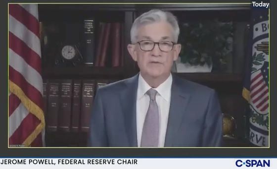 Federal Reserve Chair Jerome Powell delivers a webcast speech Wednesday to the Economic Club of New York.  