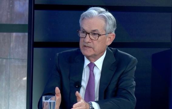 Federal Reserve Chair Jerome Powell on a panel hosted by the International Monetary Fund on April 21, 2022. (IMF)