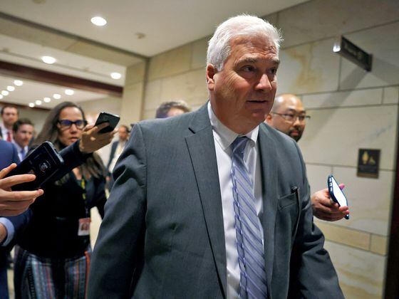 CDCROP: Rep. Tom Emmer (R-MN) is followed by reporters as he arrives to a House Republican Caucus meeting at the U.S. Capitol Building on November 14, 2022 in Washington, DC. (Anna Moneymaker/Getty Images)
