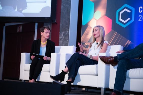 Right to left: CoinDesk reporter Anna Baydakova and former CMT Digital CEO Colleen Sullivan.