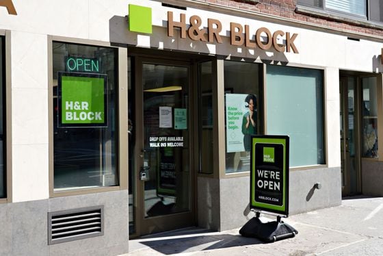 NEW YORK, NEW YORK - MARCH 24: Am exterior view of H&R Block as the coronavirus continues to spread across the United States on March 24, 2020 in New York City. The World Health Organization declared coronavirus (COVID-19) a global pandemic on March 11th. (Photo by Cindy Ord/Getty Images)