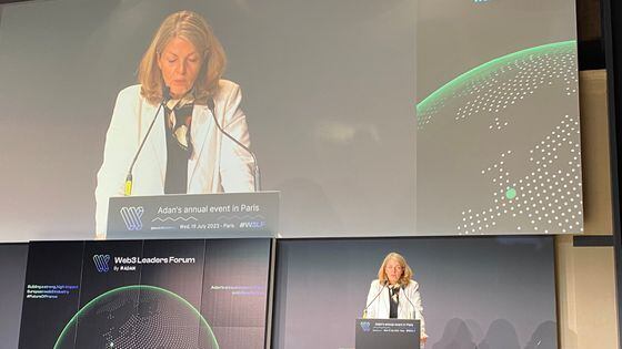 Marie-Anne Barbat-Layani, chair of the French Financial Markets Authority, at the Web3 Leaders Forum in Paris, France in July 2023 (Jack Schickler/CoinDesk)