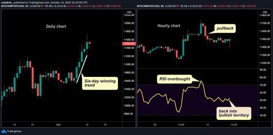 Bitcoin daily and hourly charts