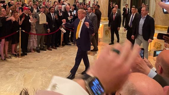 Trump arrives at an NFT dinner in May 2024. (Danny Nelson/CoinDesk)