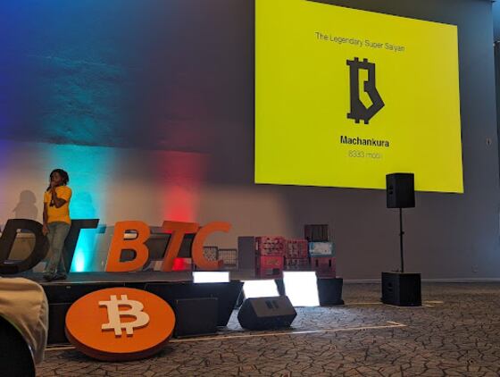 Ngako presenting at Adopting Bitcoin Cape Town 2024 (Sabina Waithiraah)