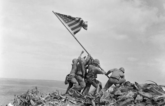 "Raising the Flag on Iwo Jima," by Joe Rosenthal.