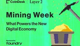 A pixelated image of a pickaxe and cart full of gold. 
Caption: Mining Week: What Powers the Digital Economy.
Presented by Foundry.