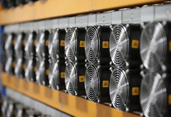 Bitmain mining machines at a Canada Computational Unlimited Inc. computation center in Joliette, Quebec, Canada, on Friday, Sept. 10, 2021. CCU.ai, a Bitcoin mining center powered by hydroelectricity, has been conditionally approved for trading on the TSX Venture Exchange in Toronto under the stock symbol SATO.