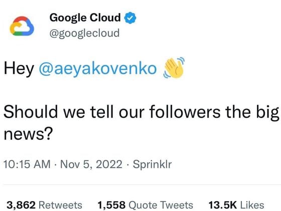 Google Cloud's Solana tweet