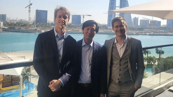 OPNX's Kyle Davies, left, and Su Zhu, middle (Kyle Davies/Twitter)