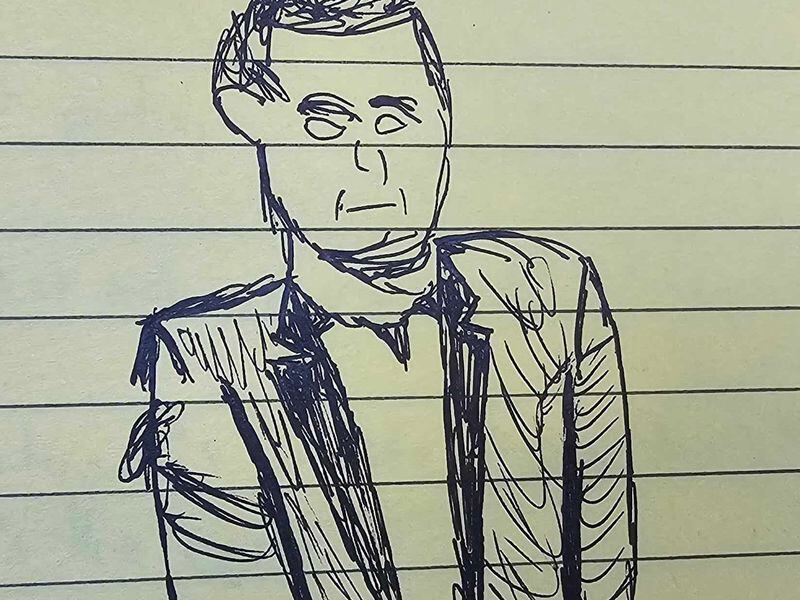 Sketch of BlockFi's Zac Prince testifying at the trial of Sam Bankman-Fried. (Nik De/CoinDesk)