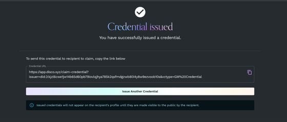 Credential issued (disco.xyz)