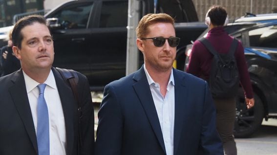 BlockFi CEO Zac Prince (right) leaves the courthouse (Danny Nelson/CoinDesk)