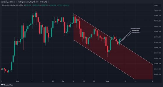 BTC's daily price chart. (TradingView/CoinDesk)