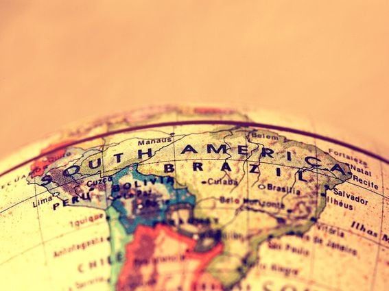 CDCROP: South America close up on globe (Shutterstock)