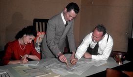 NEW YORK - CIRCA 1950:  Madison Avenue advertising executives work on a project circa 1950 in New York City, New York. (Photo by Ivan Dmitri/Michael Ochs Archives/Getty Images)