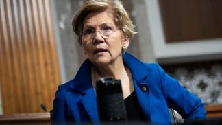 CDCROP: Sen. Elizabeth Warren (D-MA) attends a Senate Armed Services hearing on Capitol Hill March 15, 2022 in Washington, DC. (Drew Angerer/Getty Images)