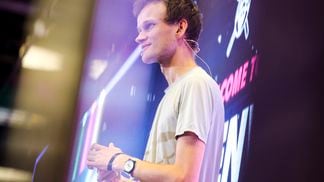 DENVER, CO - FEBRUARY 18: Ethereum co-founder Vitalik Buterin speaks at ETHDenver on February 18, 2022 in Denver, Colorado. ETHDenver is the largest and longest running Ethereum Blockchain event in the world with more than 15,000 cryptocurrency devotees attending the weeklong meetup. (Photo by Michael Ciaglo/Getty Images)