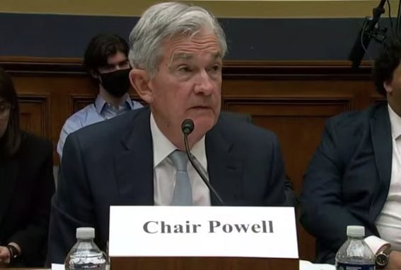 Federal Reserve Chairman Jerome Powell during a hearing in front of lawmakers on Thursday. (CNBC/YouTube)