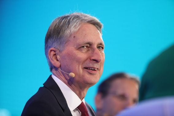 Philip Hammond, former U.K. chancellor of the Exchequer, speaks during a panel discussion at the Bloomberg New Economy Forum in Beijing, China, on Friday, Nov. 22, 2019. The New Economy Forum, organized by Bloomberg Media Group, a division of Bloomberg LP, aims to bring together leaders from public and private sectors to find solutions to the world's greatest challenges. Photographer: Takaaki Iwabu/Bloomberg via Getty Images