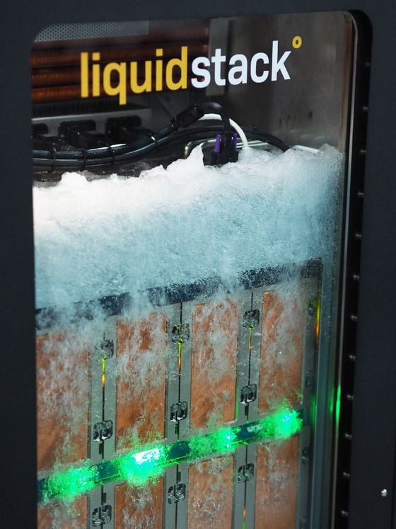 LiquidStack's two phase immersion cooling can reduce the energy and water footprint of crypto mines. (LiquidStack)